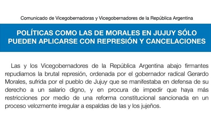 Políticas como la de Morales en Jujuy sólo pueden aplicarse con represión y cancelaciones